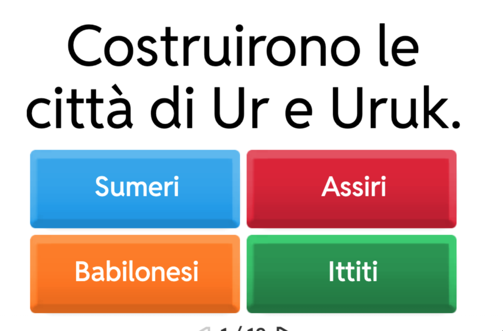 Quiz interattivo a scelta multipla sulla Mesopotamia classe quarta scuola primaria