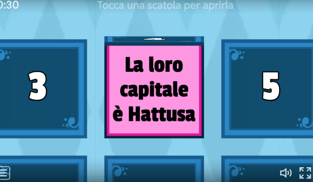 Gioco interattivo di Wordwall con domande casuali a risposta aperta sui popoli della Mesopotamia classe quarta scuola primaria