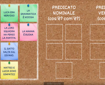 Esercizio interattivo di Wordwall su predicato verbale e nominale classe quarta scuola primaria