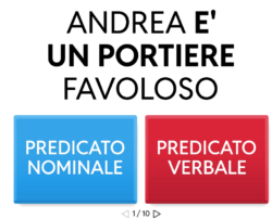 Esercizio interattivo di Wordwall su predicato verbale e nominale classe quarta scuola primaria