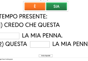 Esercizio interattivo di Wordwall su riconoscimento del congiuntivo classe quarta scuola primaria