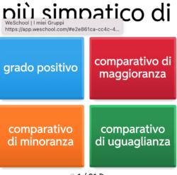 Esercizio grammaticale interattivo di wordwall sul riconoscimento dei gradi dell'aggettivo qualificativo per la classe quarta scuola primaria