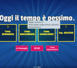Esercizio grammaticale interattivo di wordwall sul riconoscimento dei gradi dell'aggettivo qualificativo per la classe quarta scuola primaria