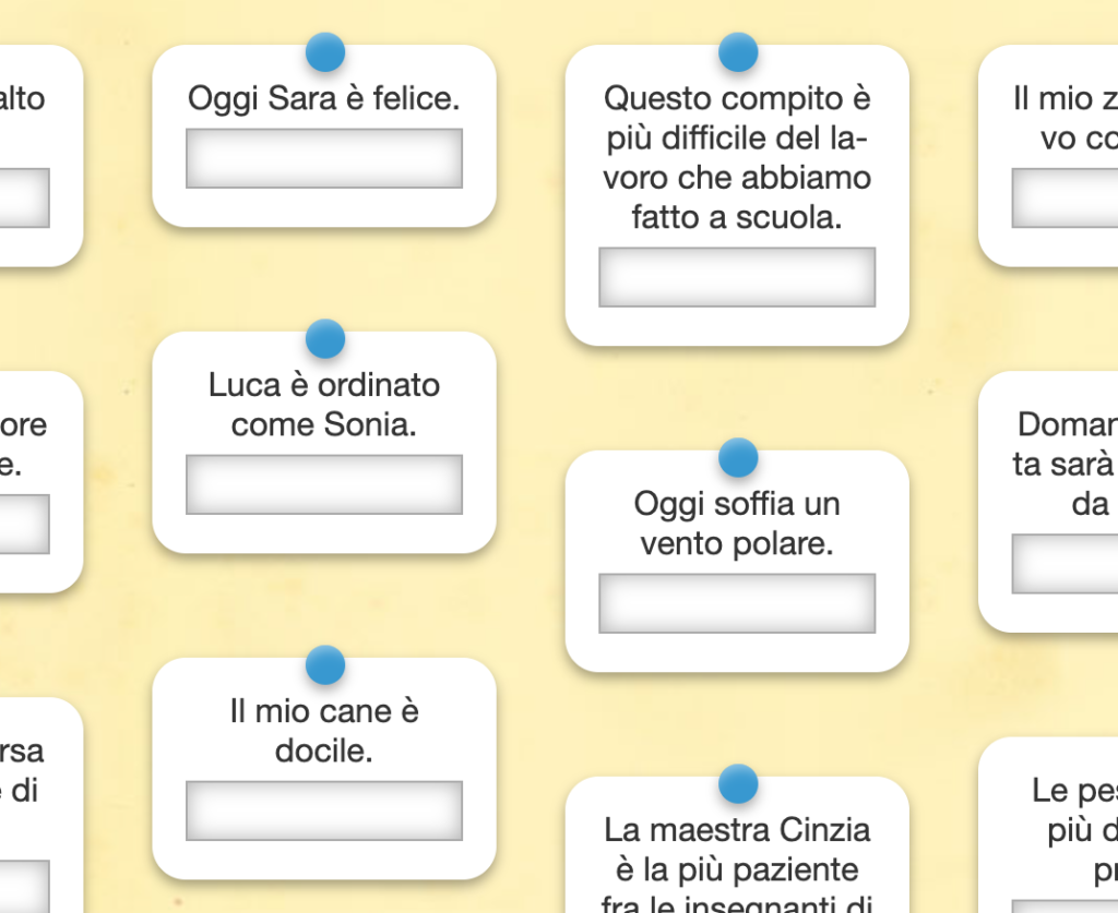 Esercizio di riconoscimento dei gradi dell'aggettivo da learningapp.org