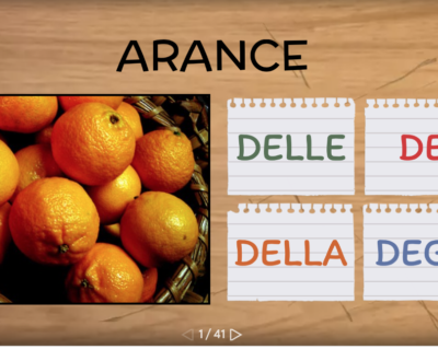 esercizio interattivo sugli articoli partitivi per l'allenamento dell'analisi grammaticale alla scuola primaria classi quarte e quinte