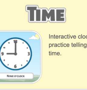 esercizio interattivo per l'insegnamento dell'Inglese alla scuola primaria time - clock