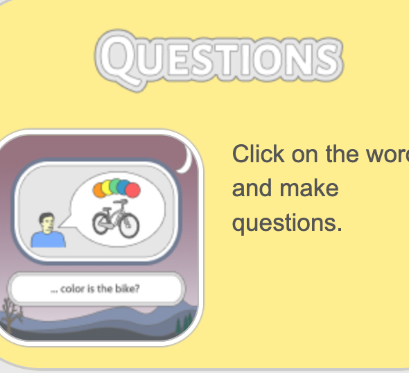 Esercizio interattivo per l'insegnamento dell'inglese alla scuola primaria -questions
