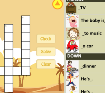 crossword esercizio interattivo per la scuola primaria sui verbi con forma in ing