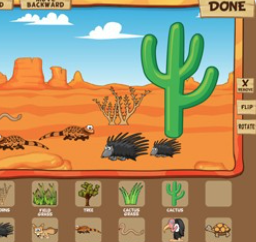 Interattivo per creare un habitat comporre una didascalia e stamparla