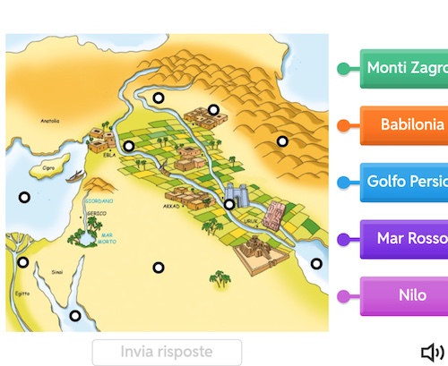 Mappa interattiva della Mesopotamia per esercizio di storia scuola primaria