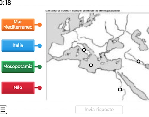 Mappa interattiva di Mediterraneo e Medioriente per esercizio di storia scuola primaria