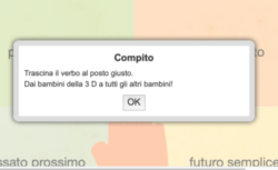 esercizio interattivo di learning apps per esercitare il riconoscimento dellìindicativo dei verbi, adatto alla scuola primaria