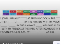 Esercizio interattivo da wordwall lettura comprensione e completamento frasi sulla daily routine