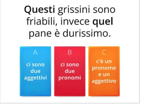 esercizio interattivo di analisi grammaticale per la scuola primaria aggettivi e pronomi possessivi, dimostrativi, indefiniti