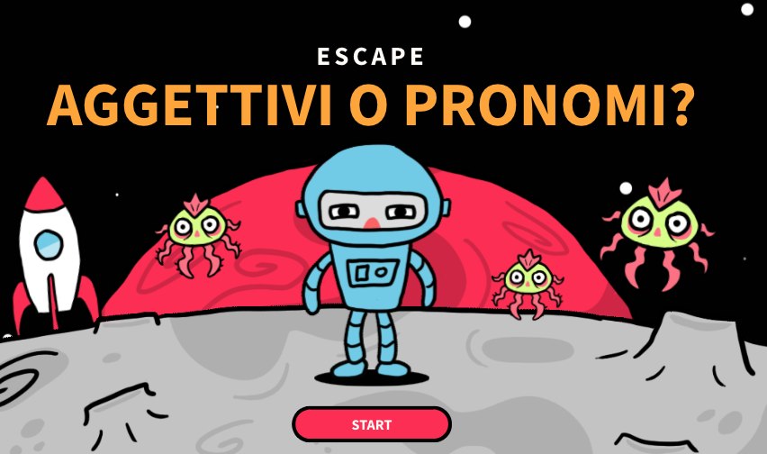 Gioco escape room di genially per il riconoscimento di aggettivi e pronomi
